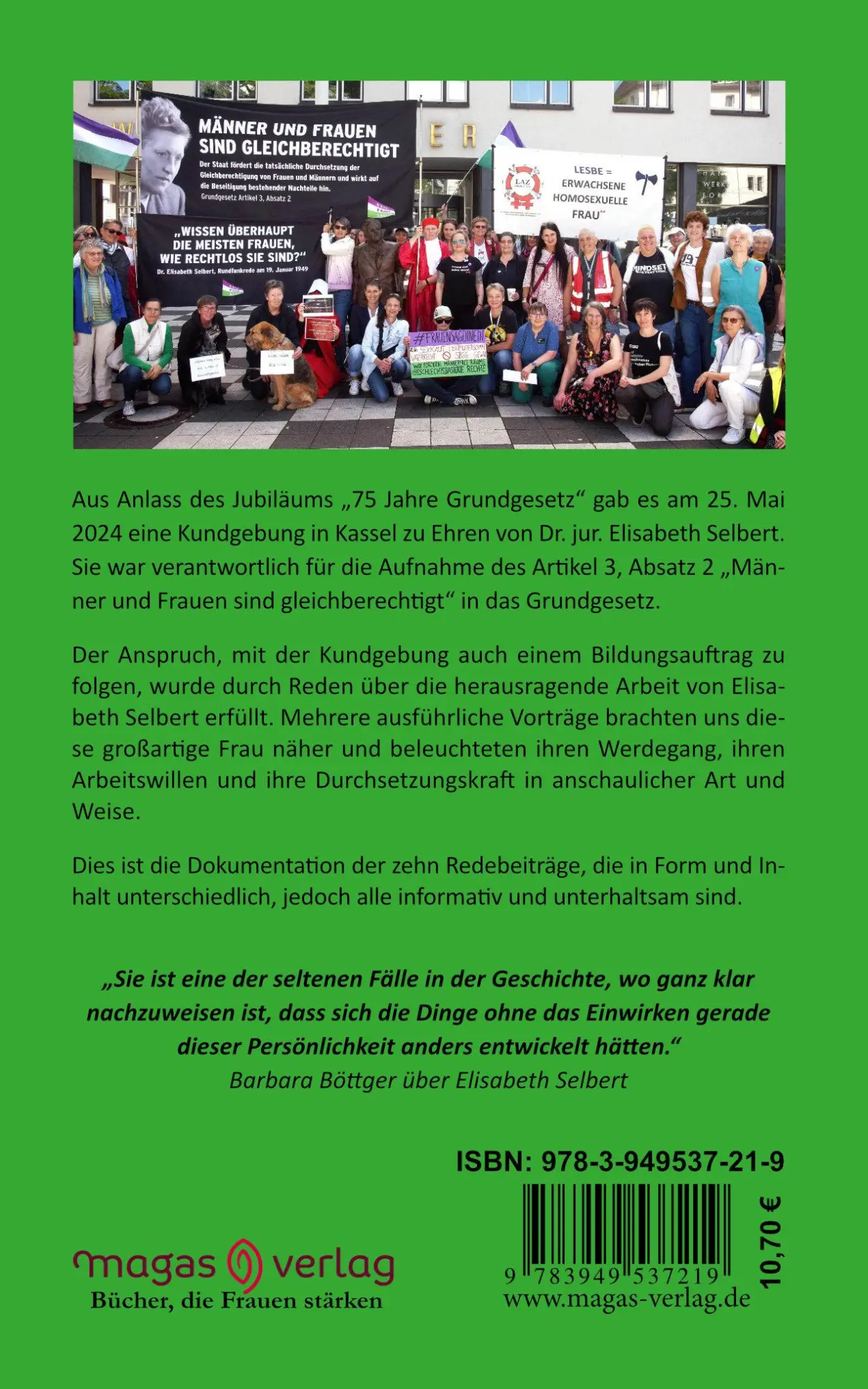 Rückseite: 9783949537219 | Reden zur Ehrung Elisabeth Selberts | Gerit Sonntag | Taschenbuch