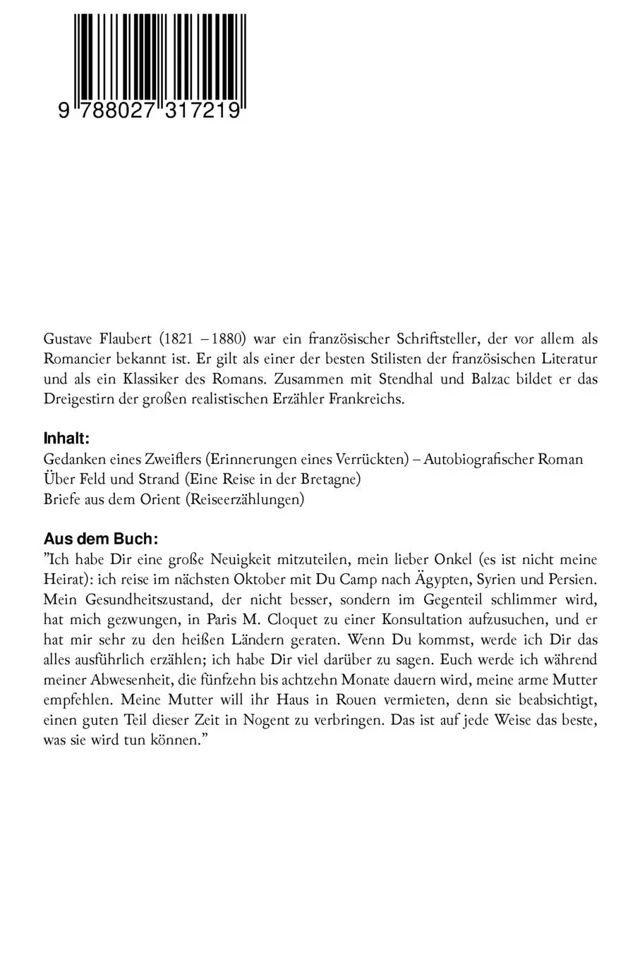 Rückseite: 9788027317219 | Autobiografische Werke | Gustave Flaubert | Taschenbuch | Englisch