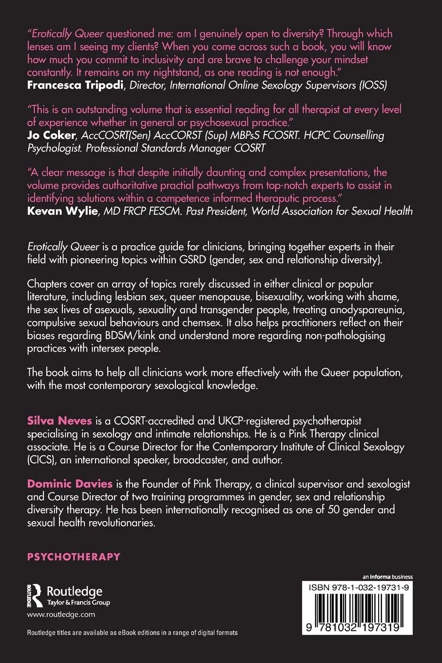 Rückseite: 9781032197319 | Erotically Queer | A Pink Therapy Guide for Practitioners | Buch