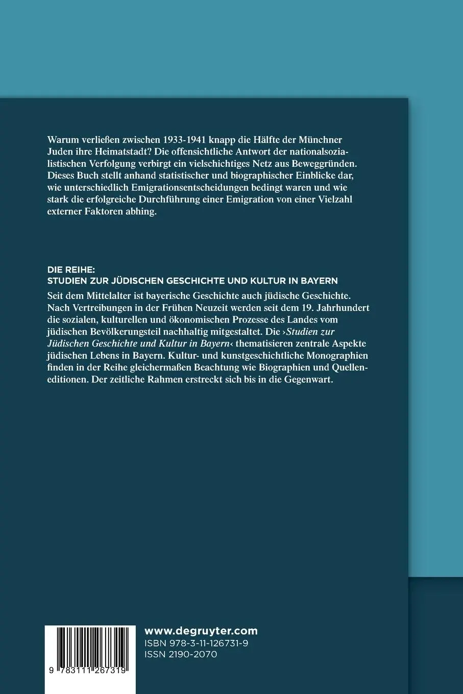 Rückseite: 9783111267319 | Jüdische Emigration aus München | Katharina Bergmann | Taschenbuch