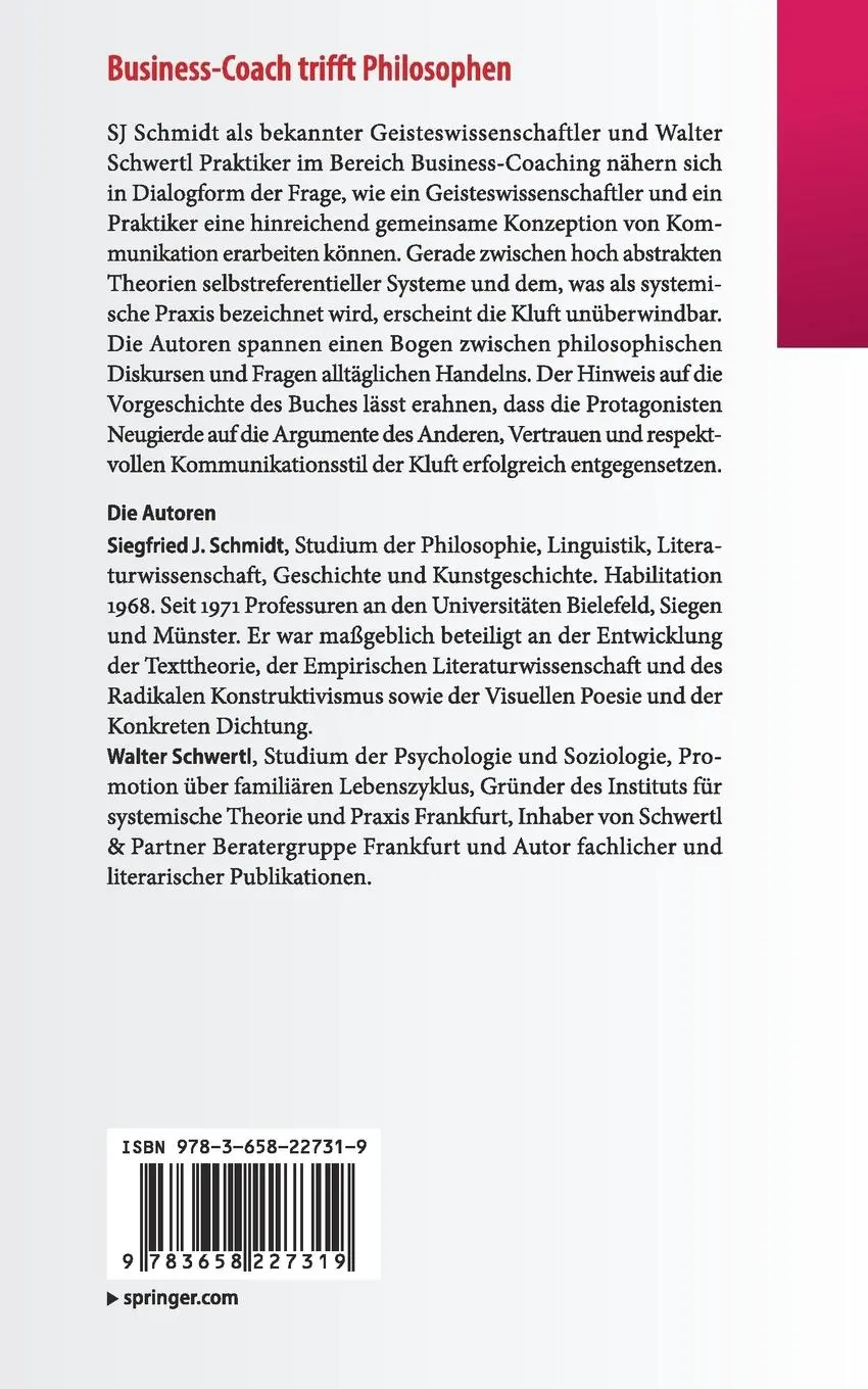 Rückseite: 9783658227319 | Business-Coach trifft Philosophen | Ein Dialog | Schwertl (u. a.)
