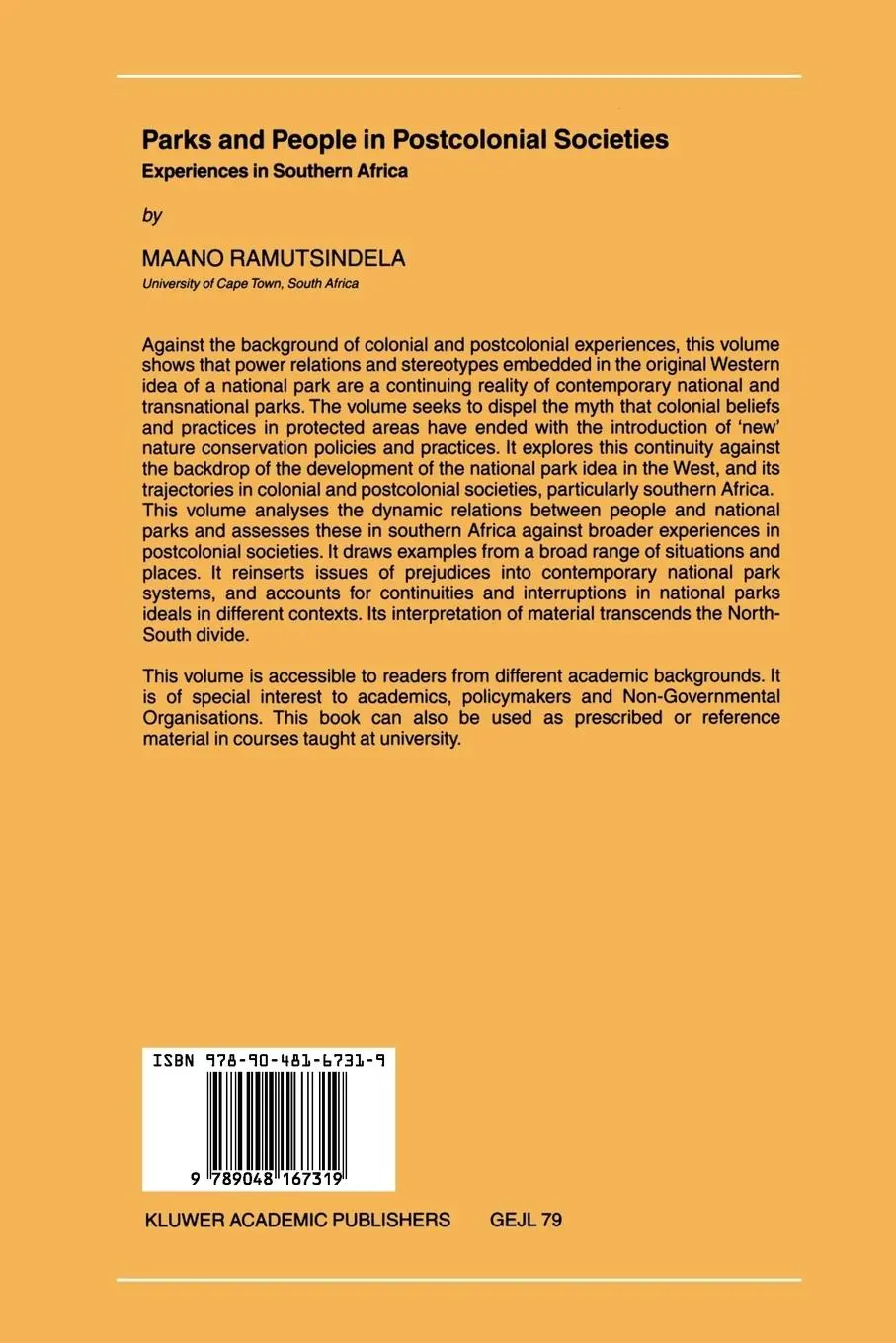 Rückseite: 9789048167319 | Parks and People in Postcolonial Societies | M. Ramutsindela | Buch