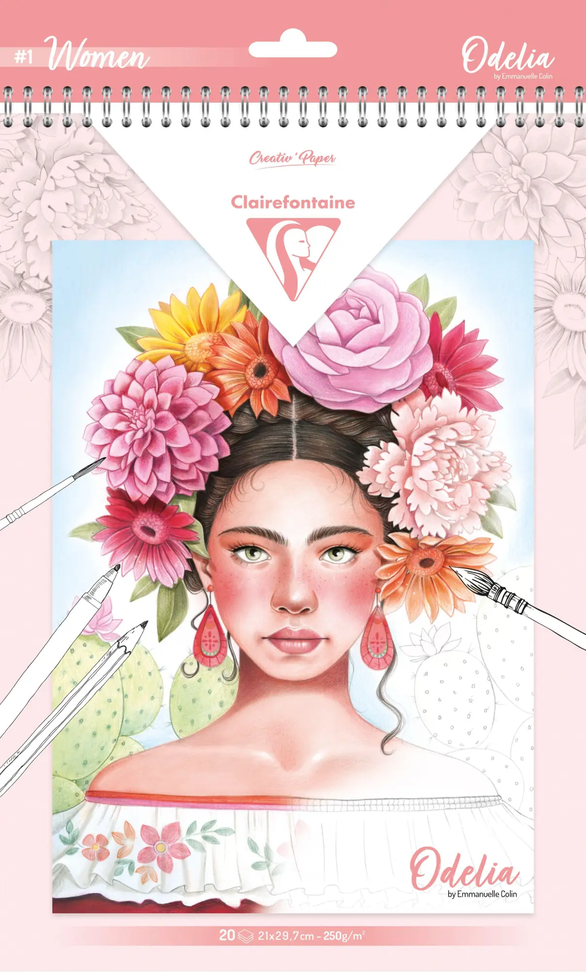 Cover: 3329680957419 | ODELIA, Ausmalblock Mixed Media, 20 Blatt A4 250g, Spiralbindung,...