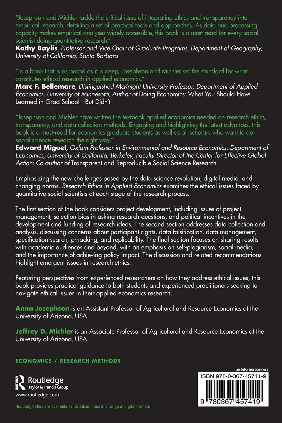 Rückseite: 9780367457419 | Research Ethics in Applied Economics | A Practical Guide | Taschenbuch