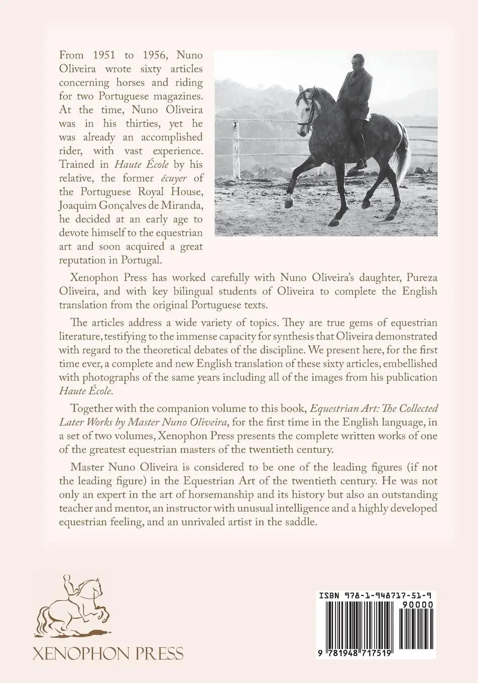Rückseite: 9781948717519 | Equestrian Art | Nuno Oliveira | Taschenbuch | Englisch | 2022