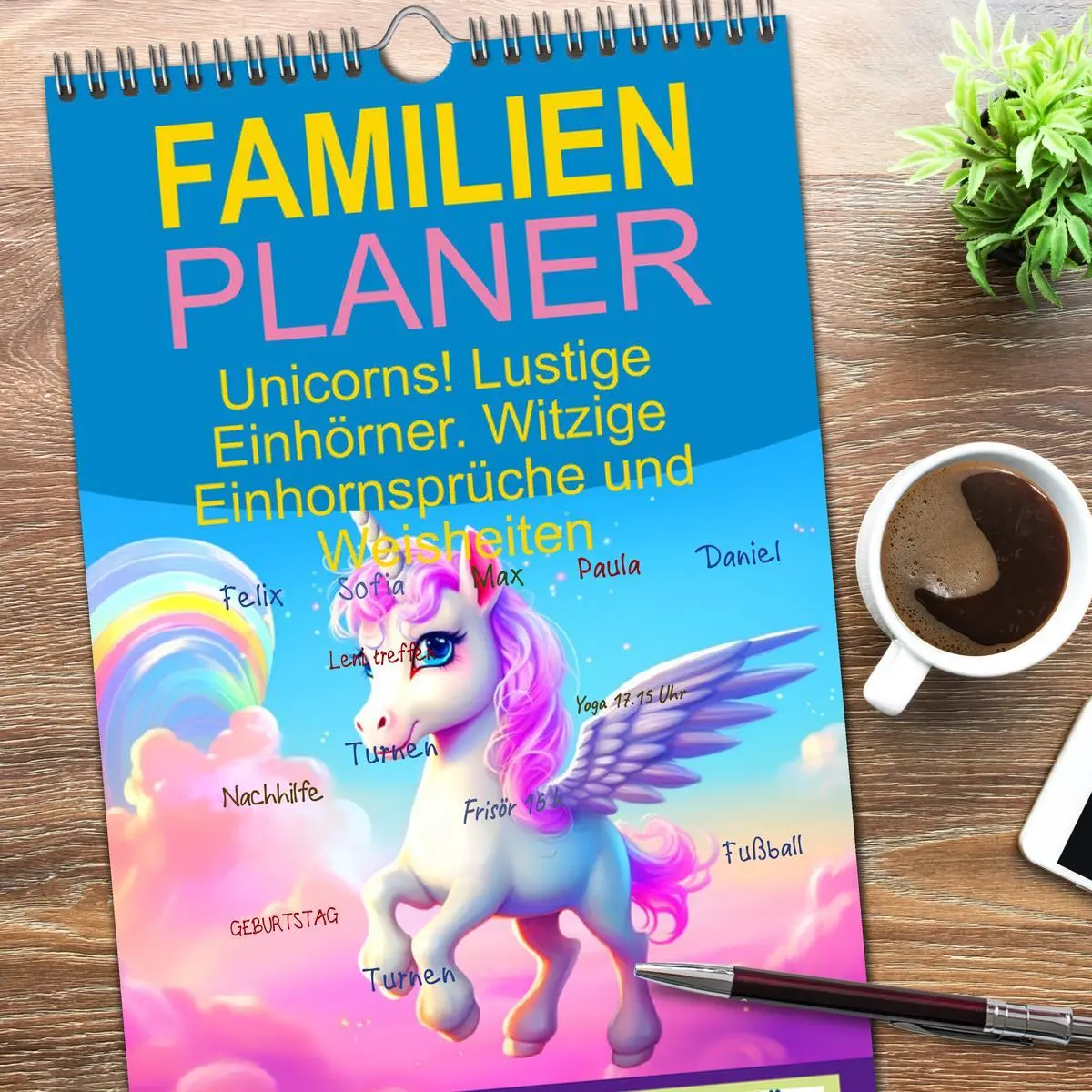 Bild: 9783516497519 | Familienplaner 2026 - Unicorns! Lustige Einhörner. Witzige...