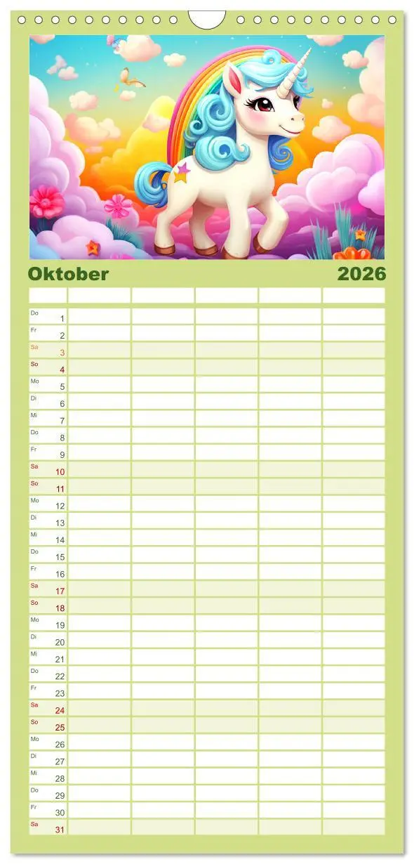 Bild: 9783516497519 | Familienplaner 2026 - Unicorns! Lustige Einhörner. Witzige...