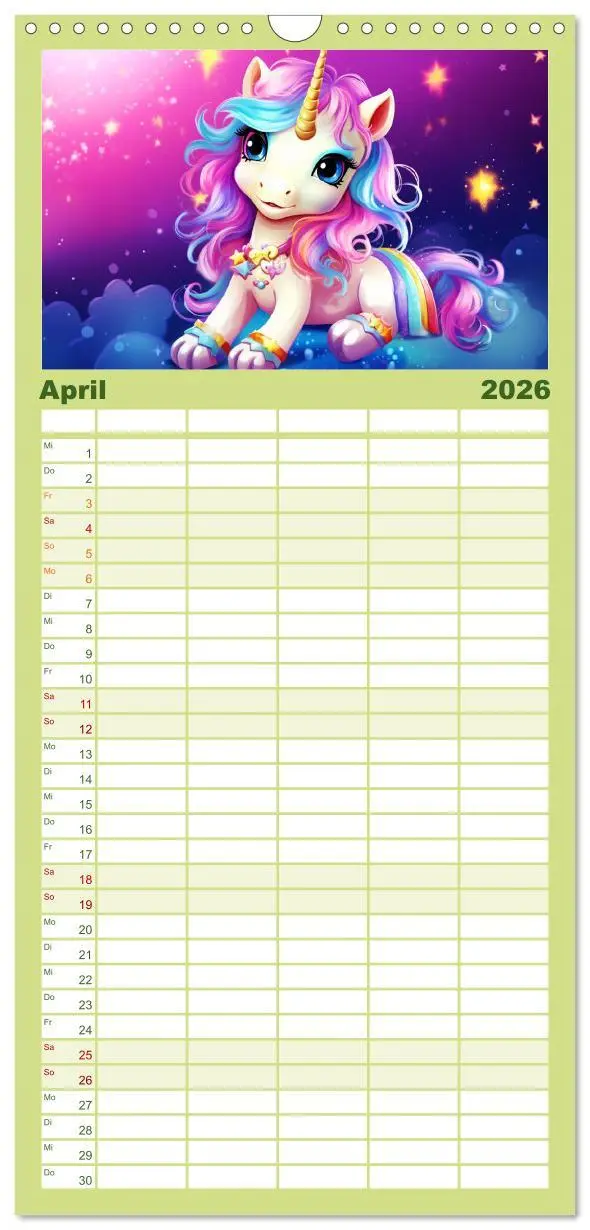 Bild: 9783516497519 | Familienplaner 2026 - Unicorns! Lustige Einhörner. Witzige...