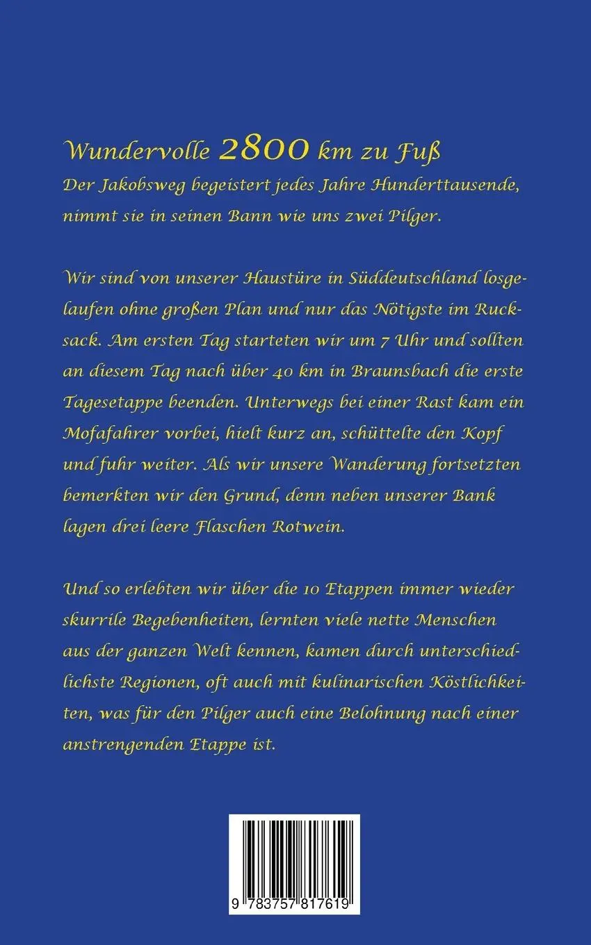 Rückseite: 9783757817619 | Wunderbare 2800 km den Jakobsweg zu Fuß | Walter V. Frank | Buch