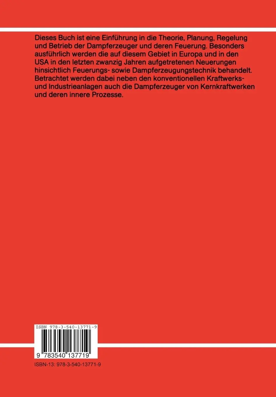 Rückseite: 9783540137719 | Dampferzeugung | Verbrennung, Feuerung, Dampferzeuger | Dolezal | Buch