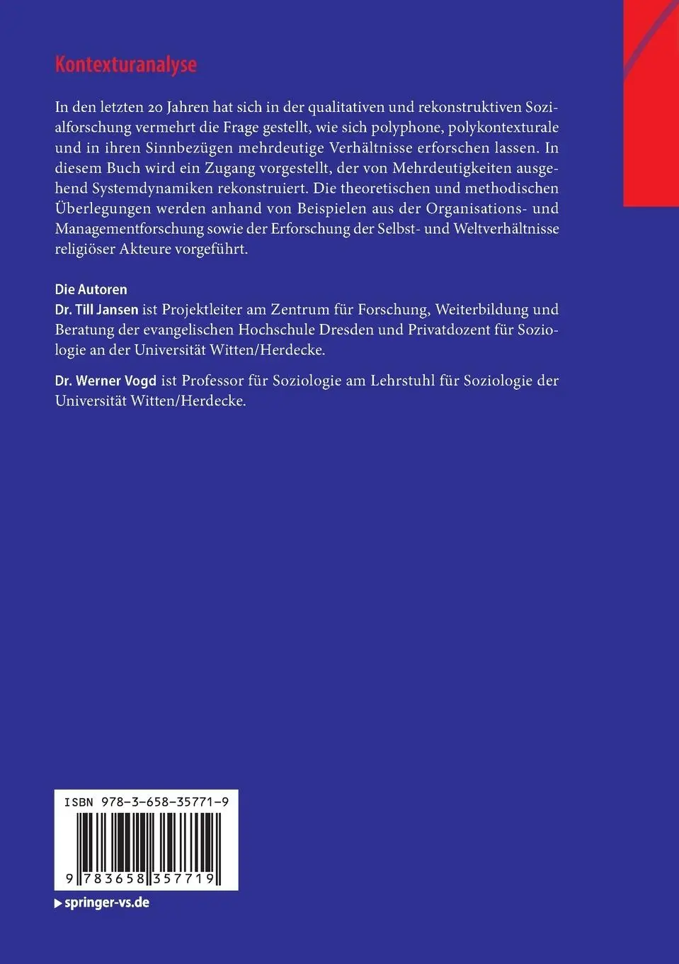 Rückseite: 9783658357719 | Kontexturanalyse | Till Jansen (u. a.) | Taschenbuch | x | Deutsch