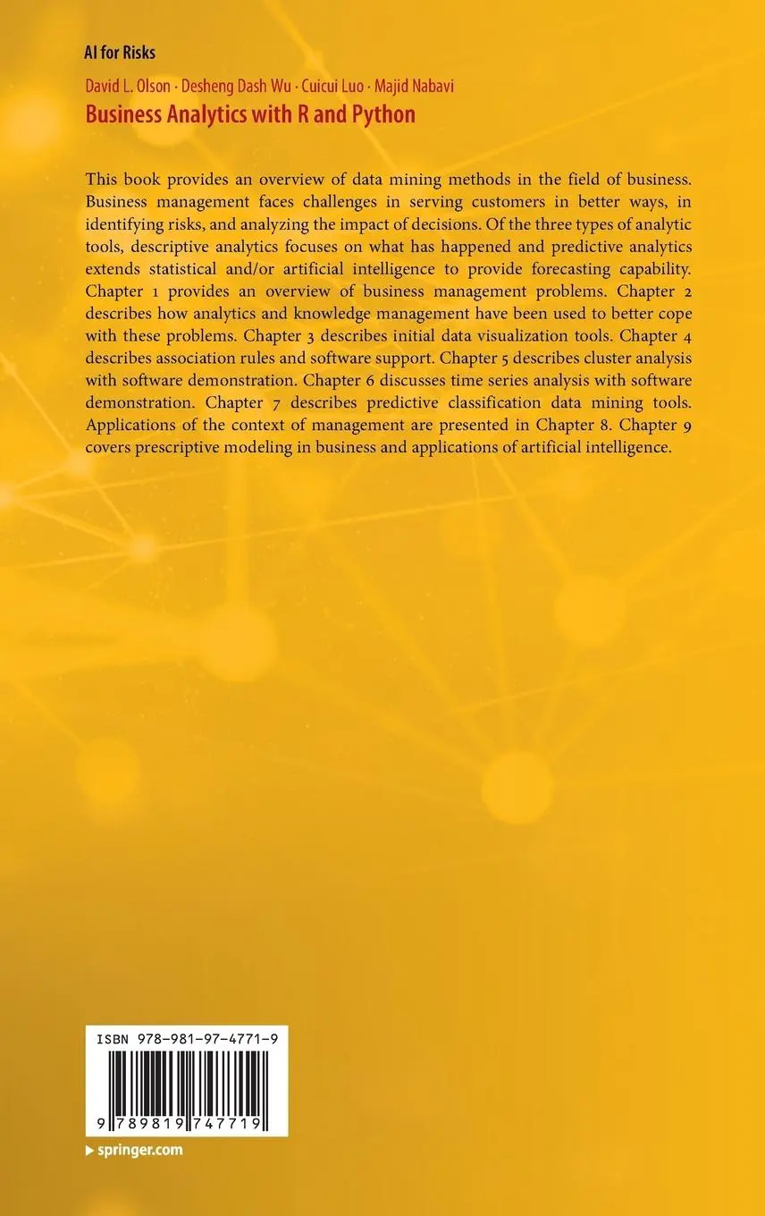 Rückseite: 9789819747719 | Business Analytics with R and Python | David L. Olson (u. a.) | Buch