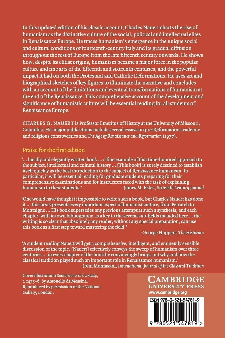 Rückseite: 9780521547819 | Humanism and the Culture of Renaissance Europe | Charles G. Nauert