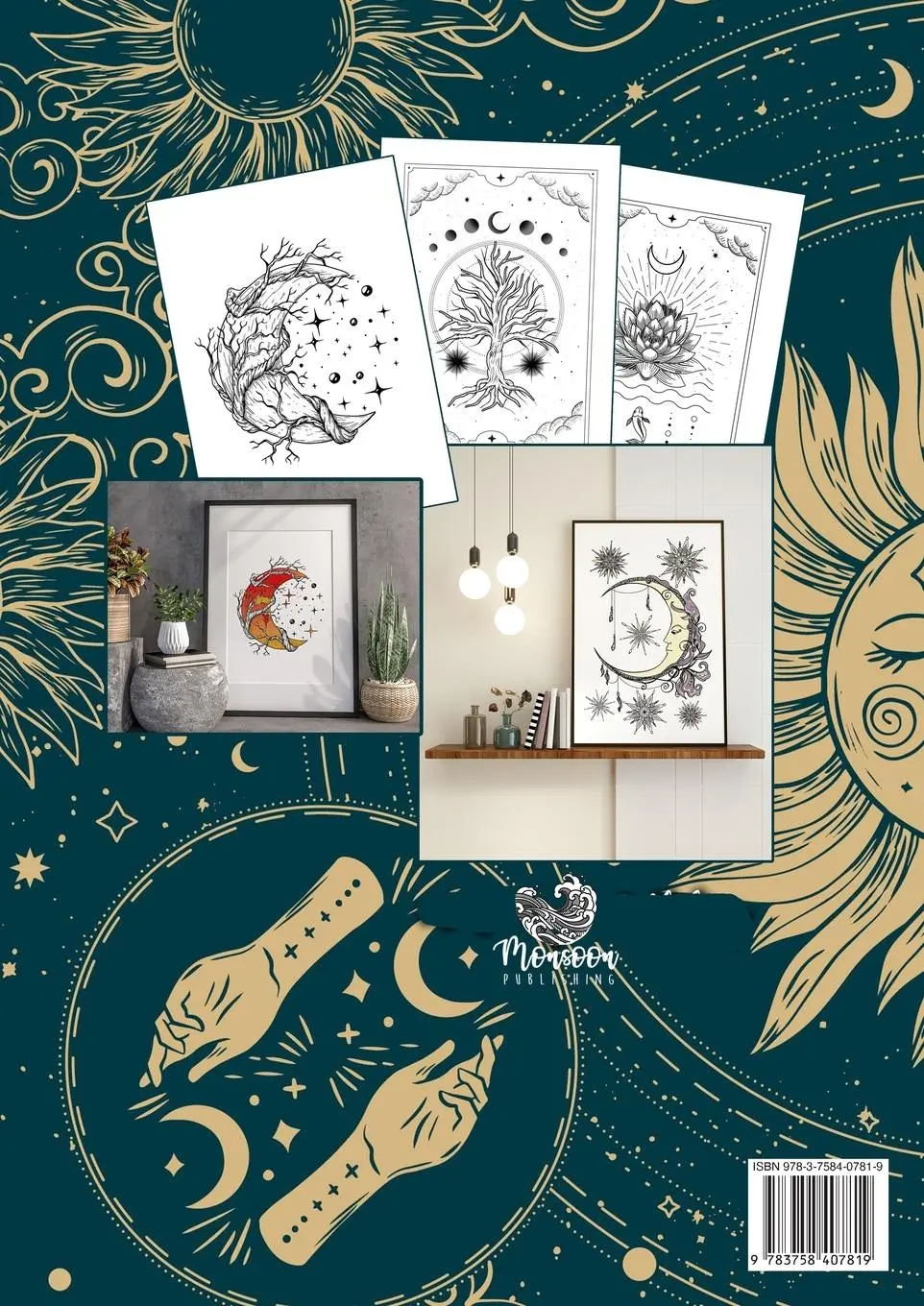 Rückseite: 9783758407819 | Sun Moon Stars coloring book for adults | Monsoon Publishing | Buch