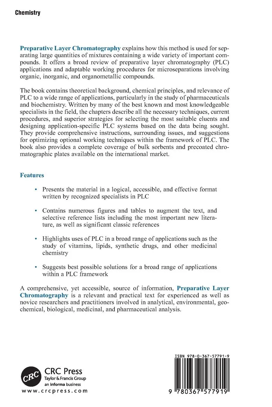 Rückseite: 9780367577919 | Preparative Layer Chromatography | Teresa Kowalska (u. a.) | Buch