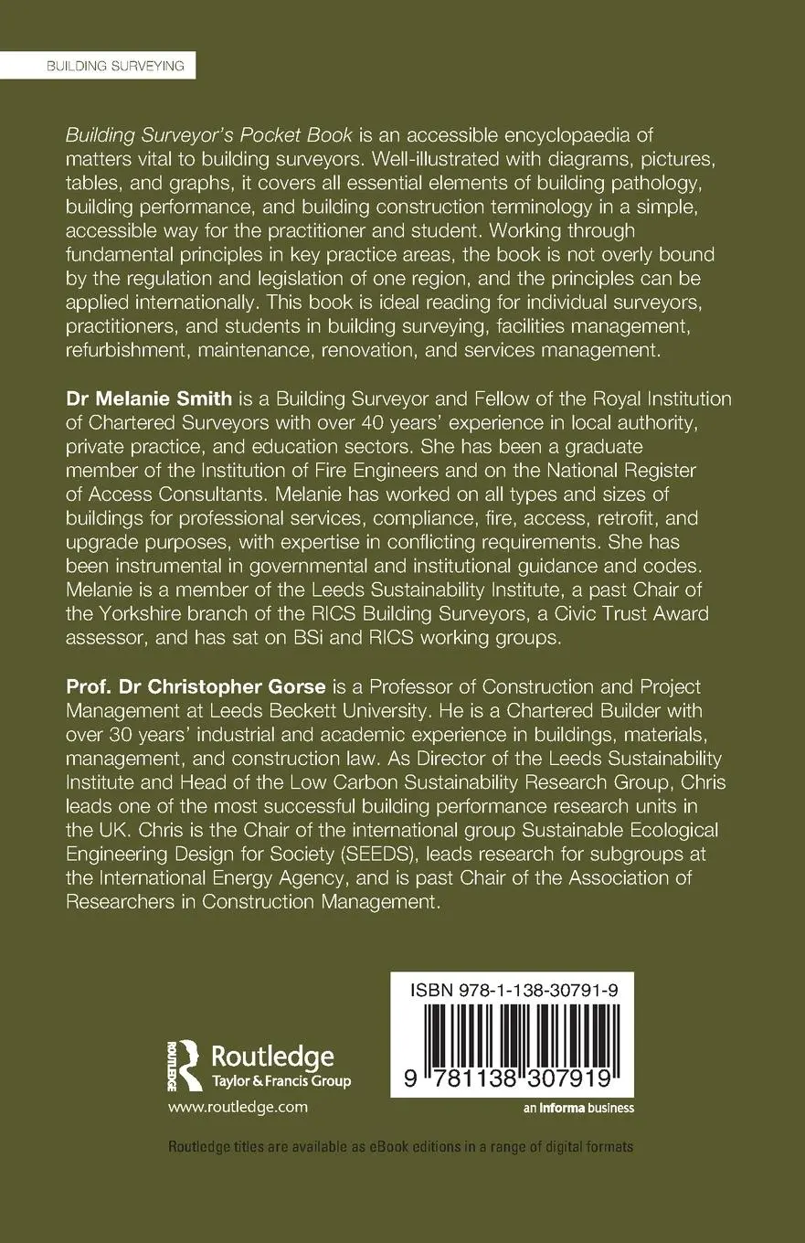 Rückseite: 9781138307919 | Building Surveyor's Pocket Book | Melanie Smith (u. a.) | Taschenbuch