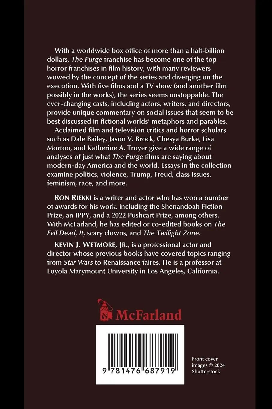 Rückseite: 9781476687919 | The Many Lives of The Purge | Essays on the Horror Franchise | Buch