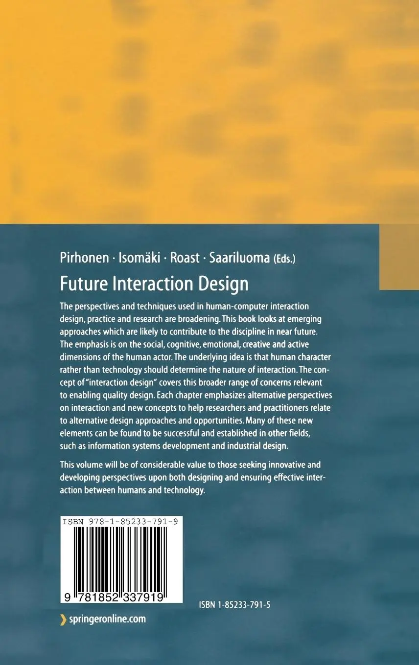 Rückseite: 9781852337919 | Future Interaction Design | A. Pirhonen (u. a.) | Buch | viii | 2005