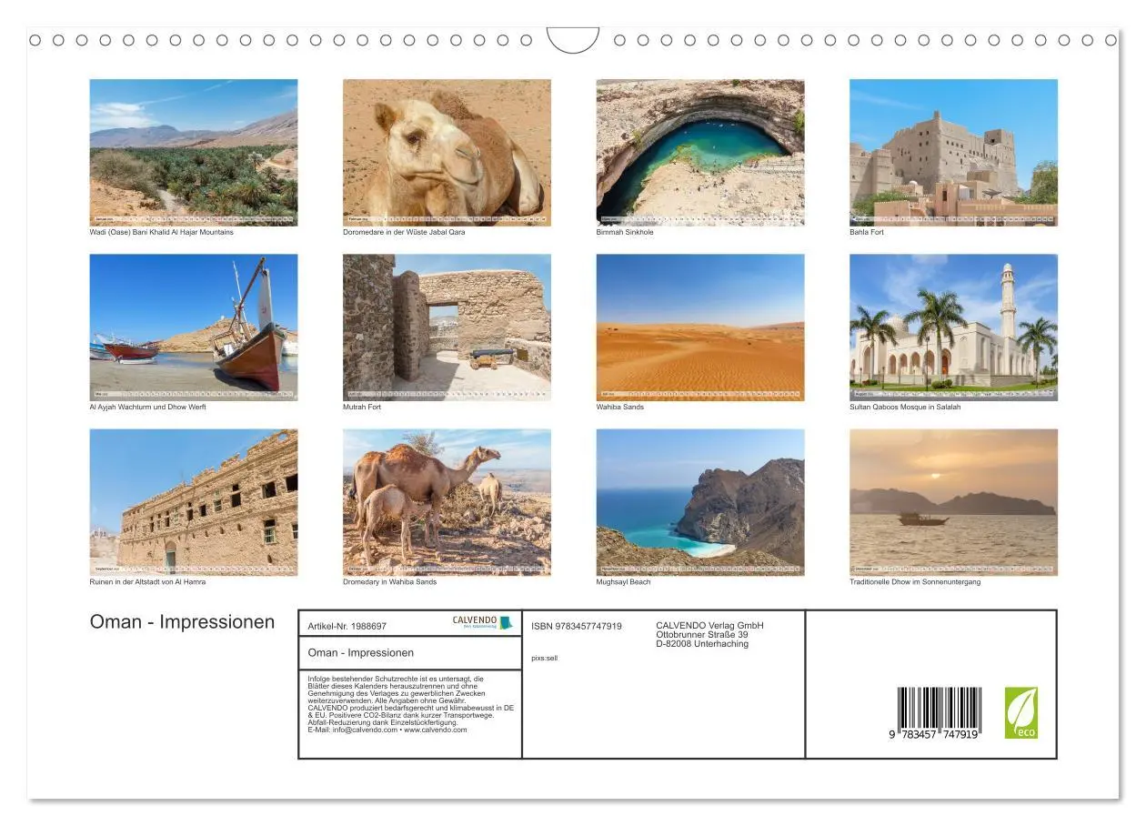 Bild: 9783457747919 | Oman - Impressionen (Wandkalender 2026 DIN A3 quer), CALVENDO...