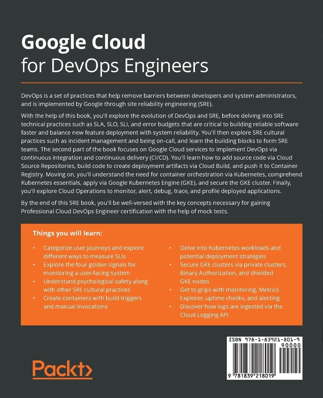 Rückseite: 9781839218019 | Google Cloud for DevOps Engineers | Sandeep Madamanchi | Taschenbuch