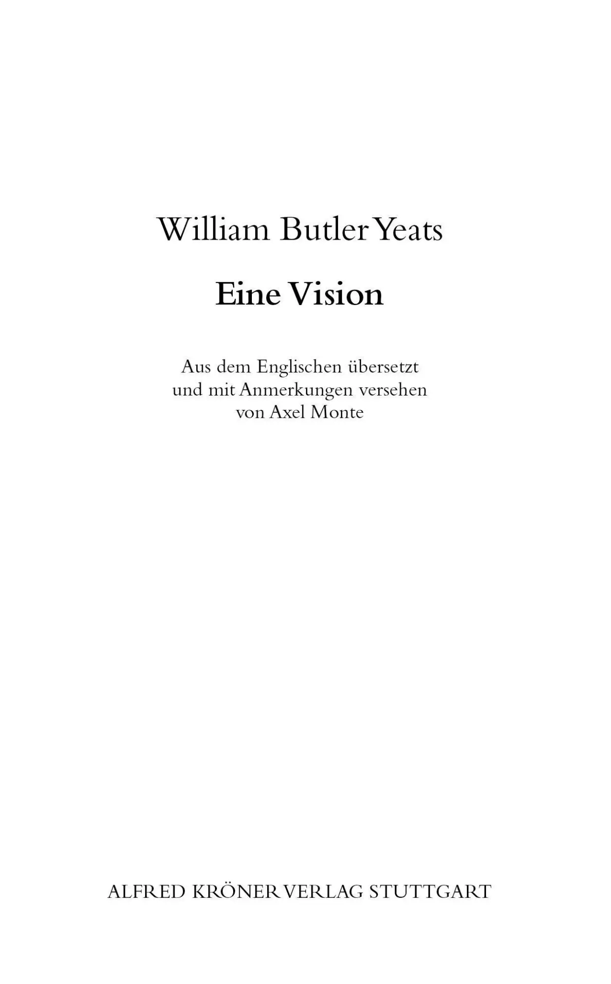 Bild: 9783520138019 | Eine Vision | William Butler Yeats | Buch | Literatur von Welt | 2014