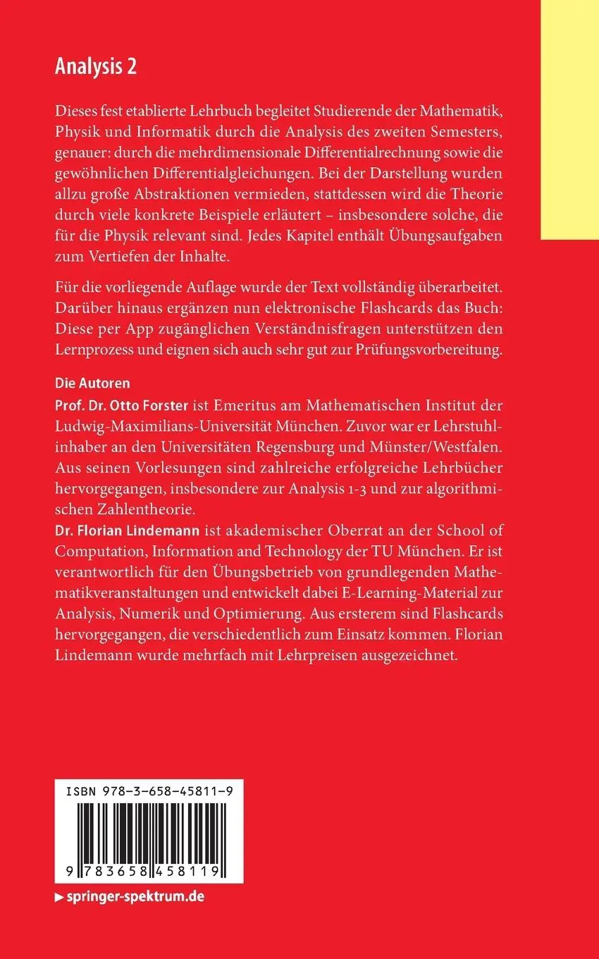 Rückseite: 9783658458119 | Analysis 2 | Otto Forster (u. a.) | Taschenbuch | Grundkurs Mathematik