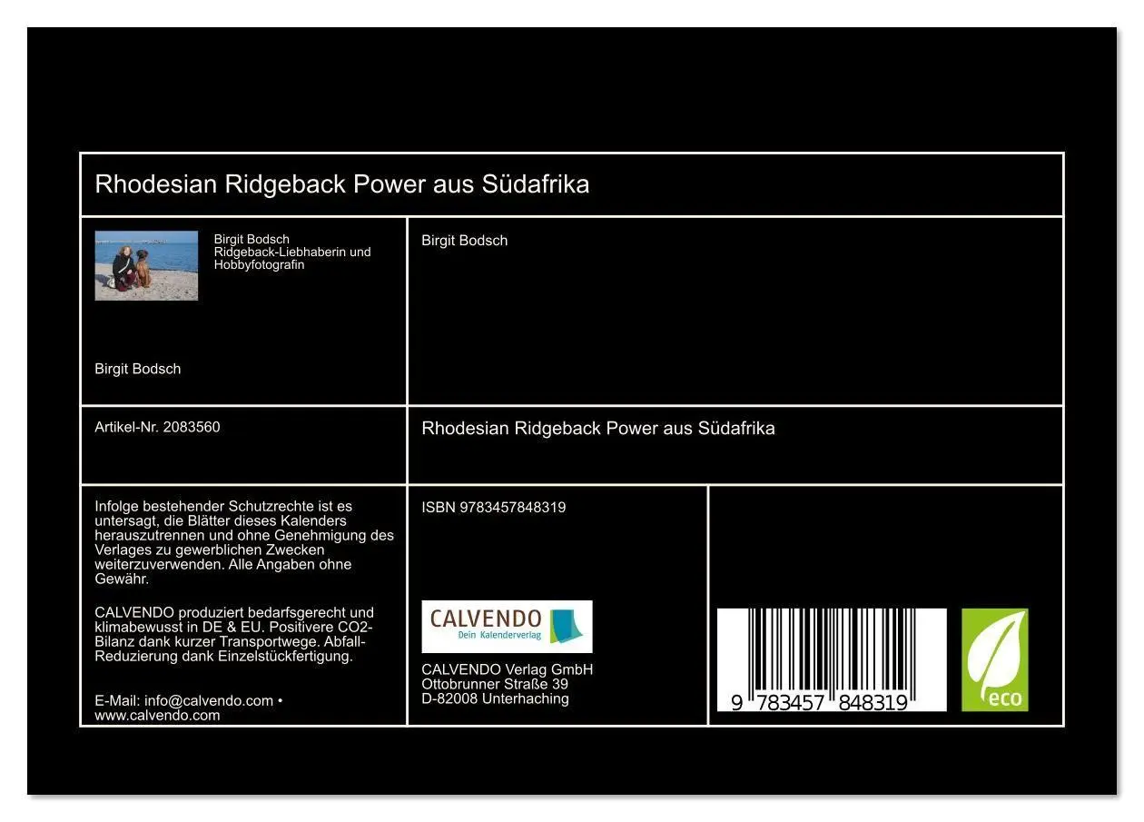Bild: 9783457848319 | Rhodesian Ridgeback Power aus Südafrika (Tischkalender 2026 DIN A5...