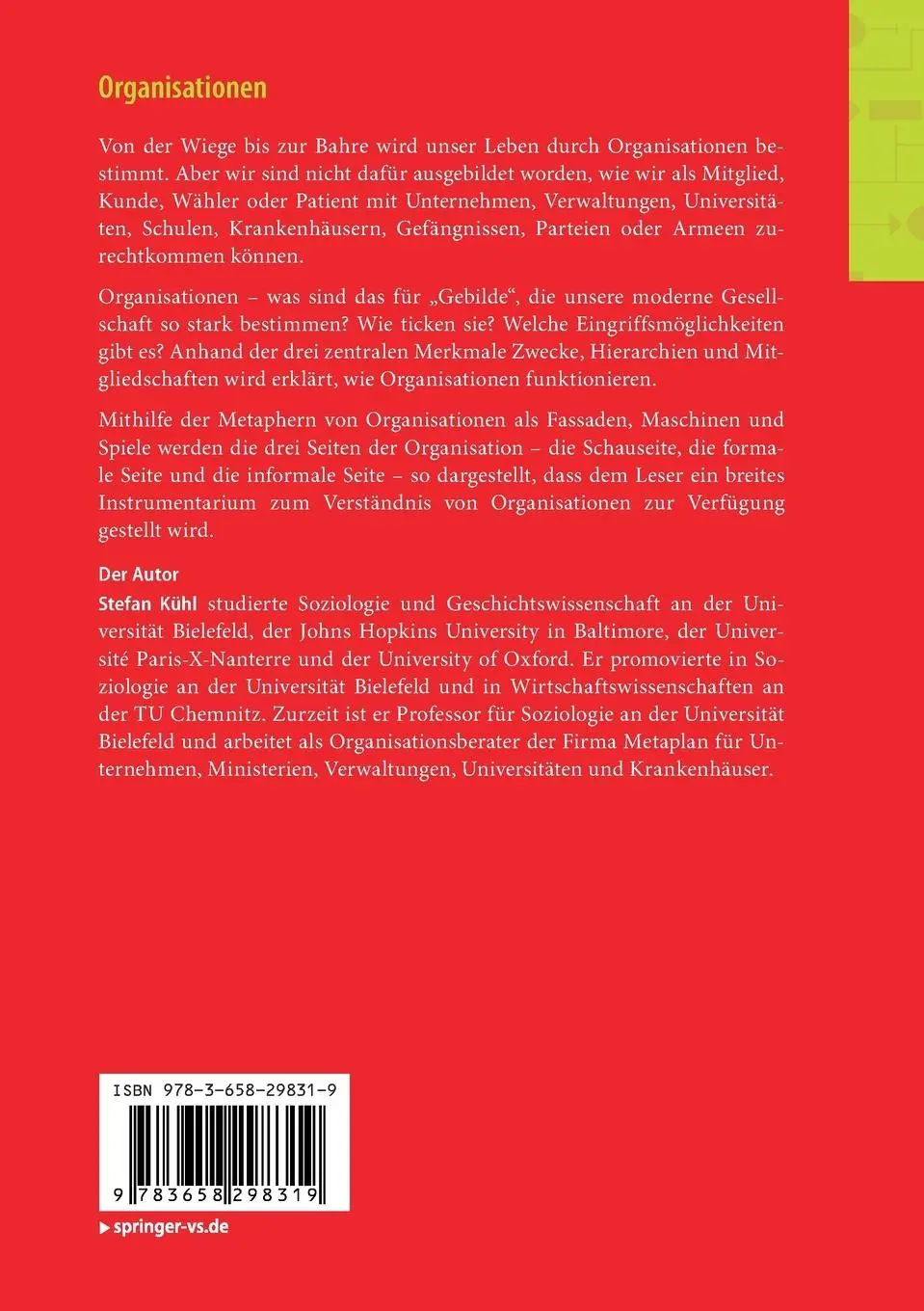 Rückseite: 9783658298319 | Organisationen | Eine sehr kurze Einführung | Stefan Kühl | Buch | vi