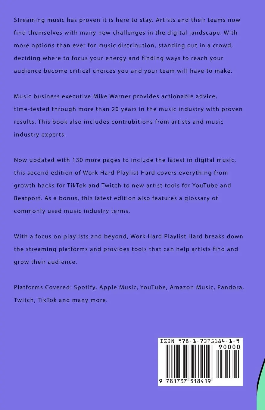 Rückseite: 9781737518419 | Work Hard Playlist Hard - Second Edition | Mike Warner | Taschenbuch