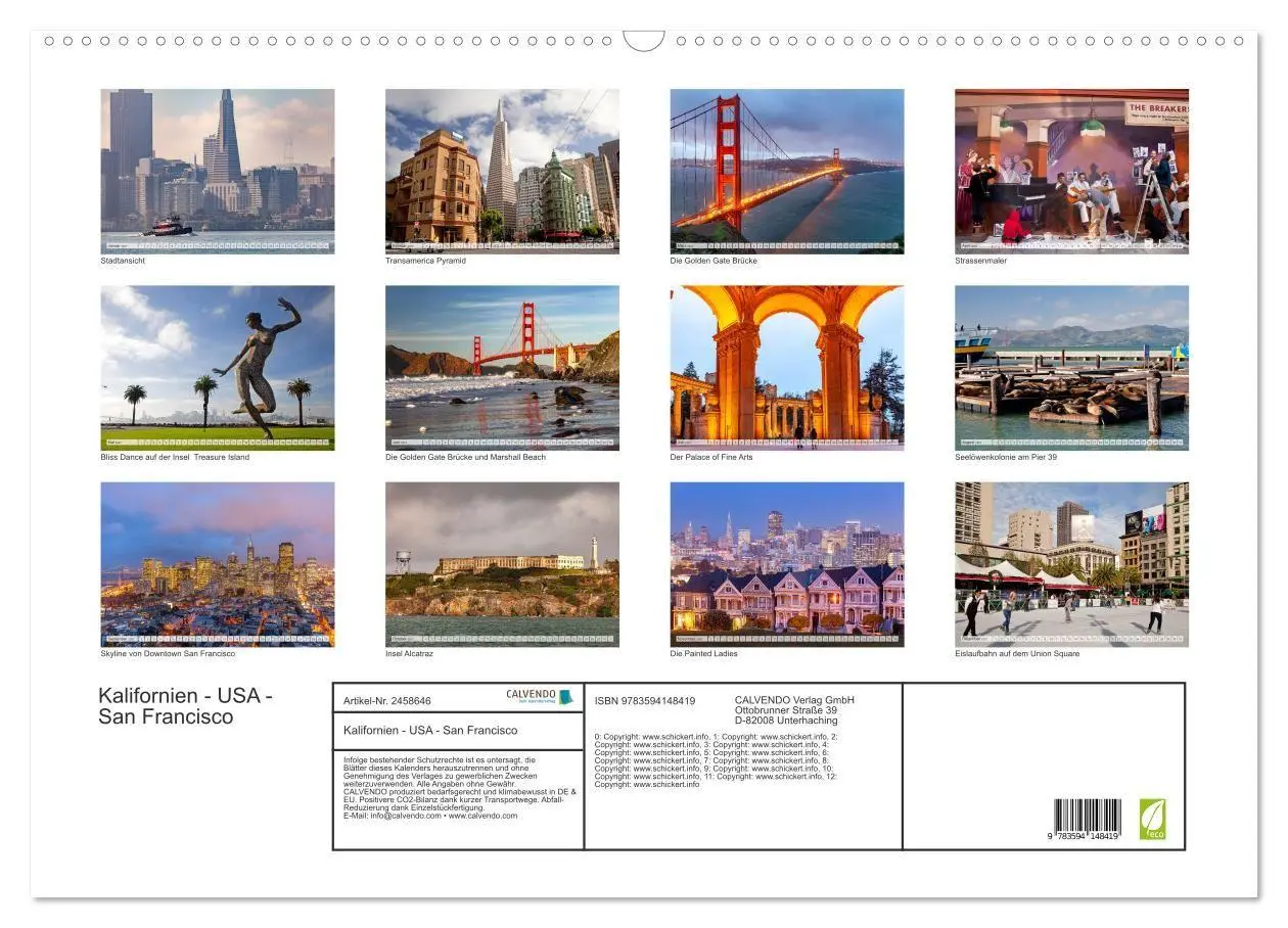Bild: 9783594148419 | Kalifornien - USA - San Francisco (Wandkalender 2027 DIN A2 quer),...