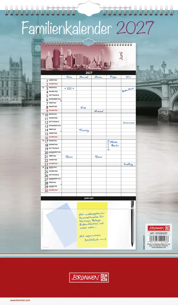 Familienkalender 2027 Big City, 250×415 mm