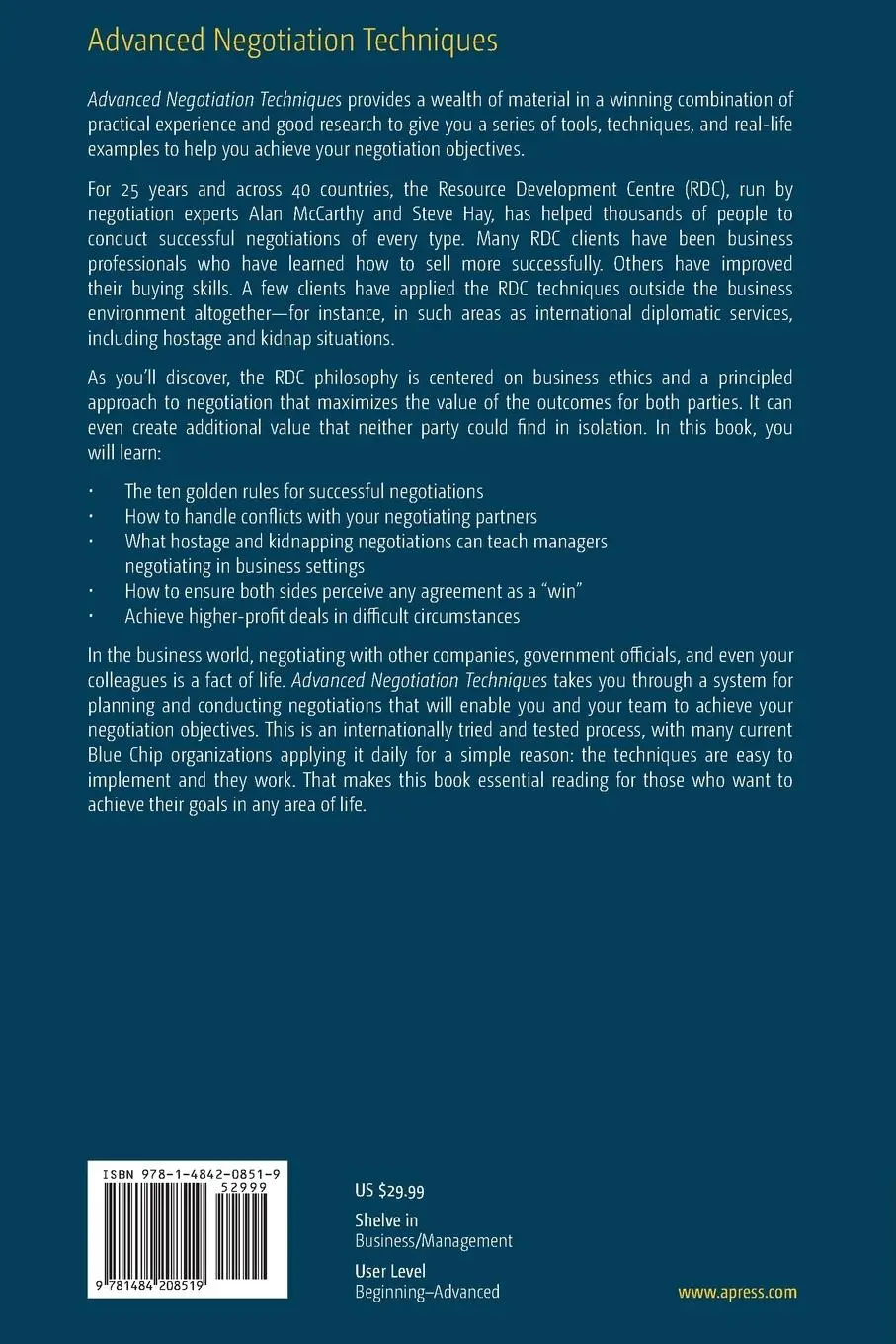 Rückseite: 9781484208519 | Advanced Negotiation Techniques | Steve Hay (u. a.) | Taschenbuch | ix