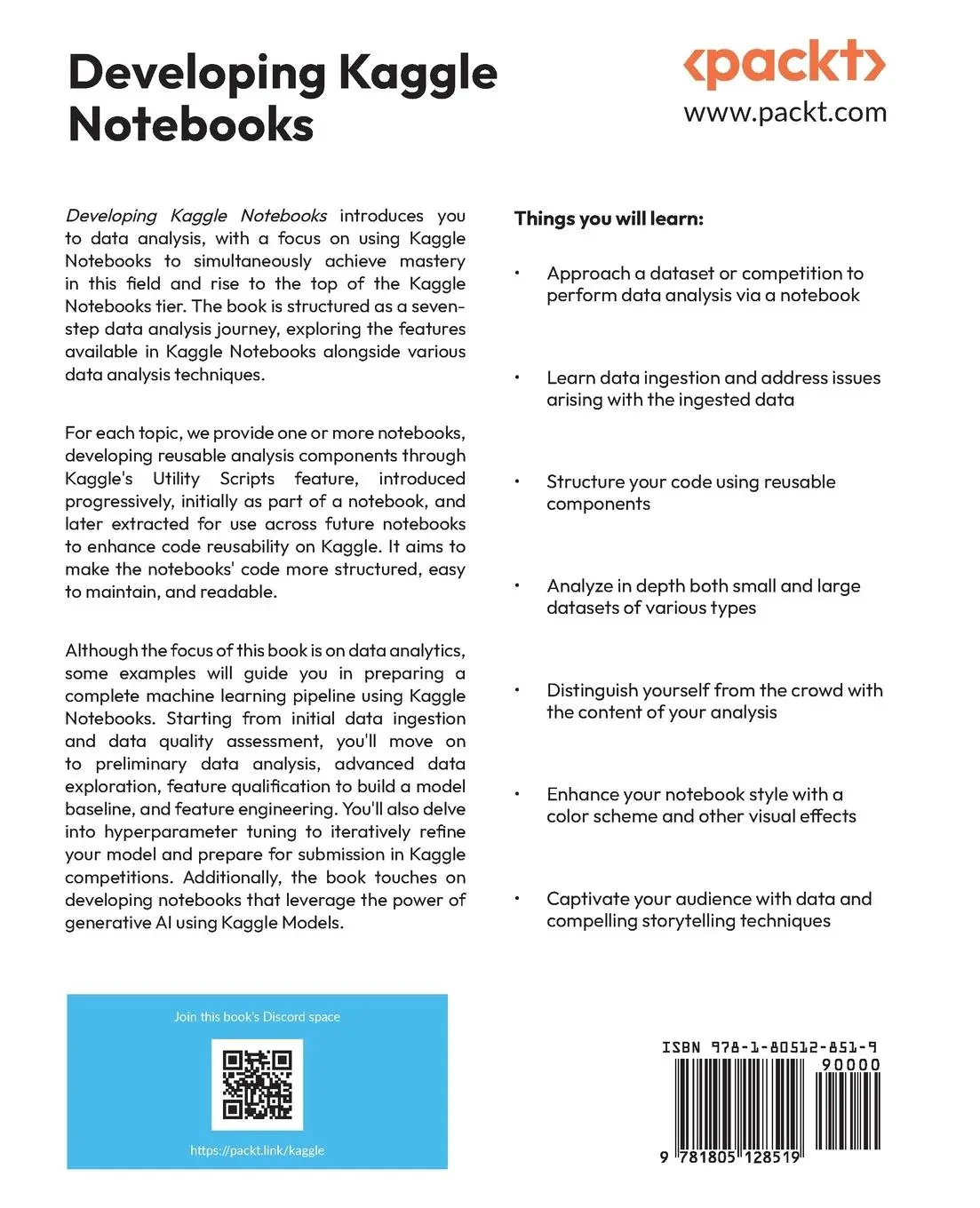 Rückseite: 9781805128519 | Developing Kaggle Notebooks | Gabriel Preda | Taschenbuch | Englisch