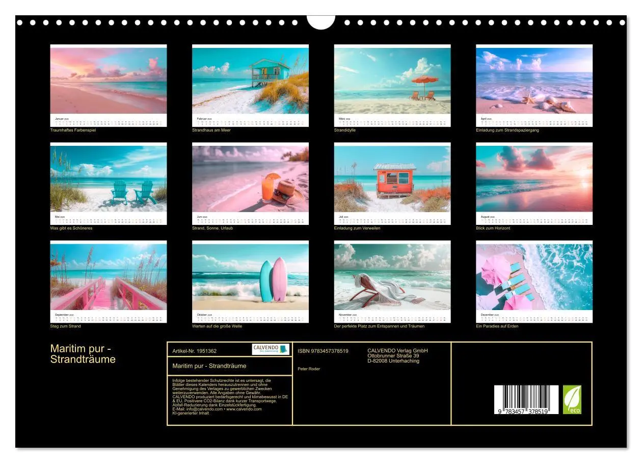Bild: 9783457378519 | Maritim pur - Strandträume (Wandkalender 2026 DIN A3 quer),...