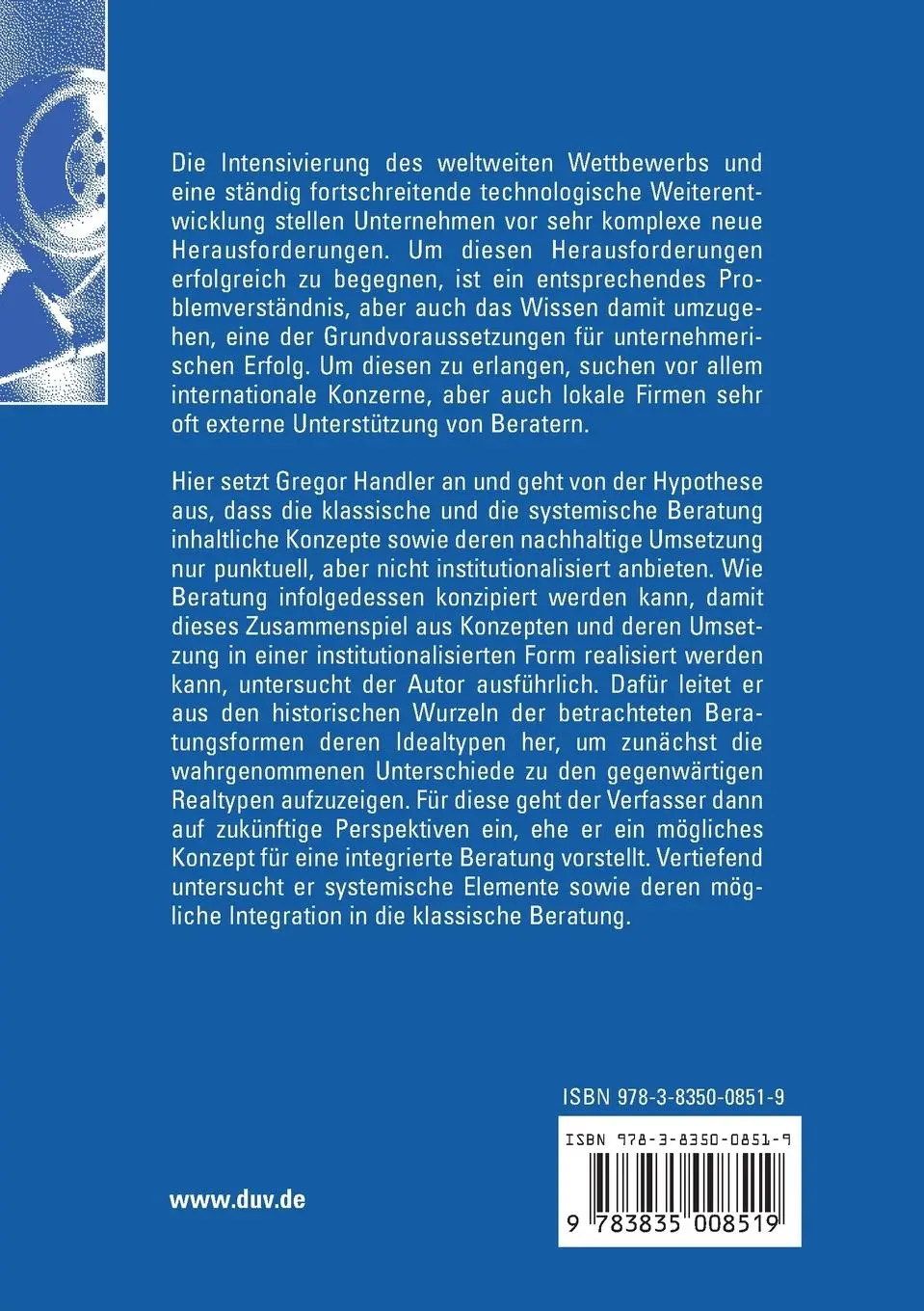 Rückseite: 9783835008519 | Konzept zur Entwicklung integrierter Beratung | Gregor Handler | Buch