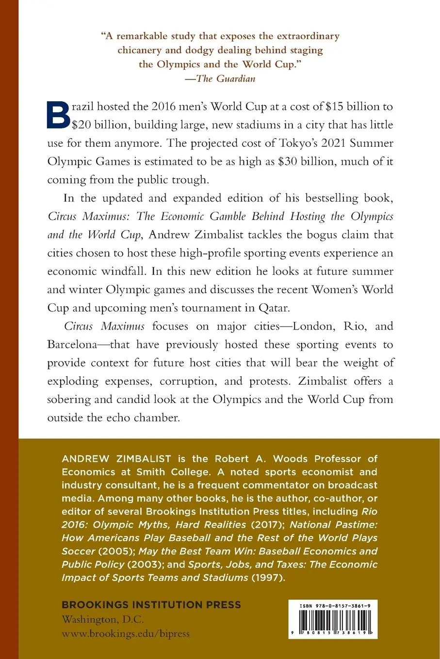 Rückseite: 9780815738619 | Circus Maximus | Andrew Zimbalist | Taschenbuch | Englisch | 2020