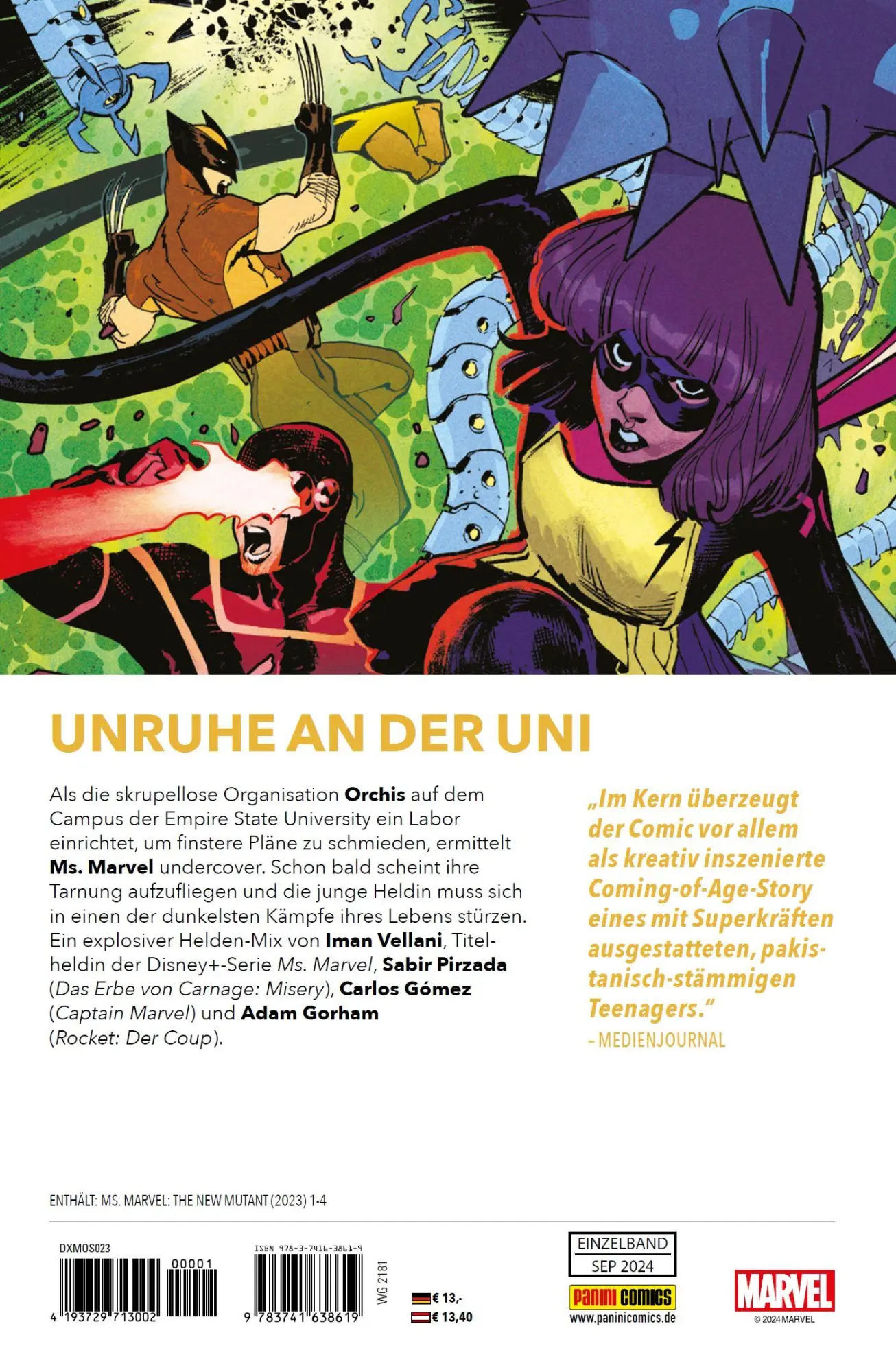 Rückseite: 9783741638619 | Ms. Marvel: Mein Leben als Mutantin | Iman Vellani (u. a.) | Buch