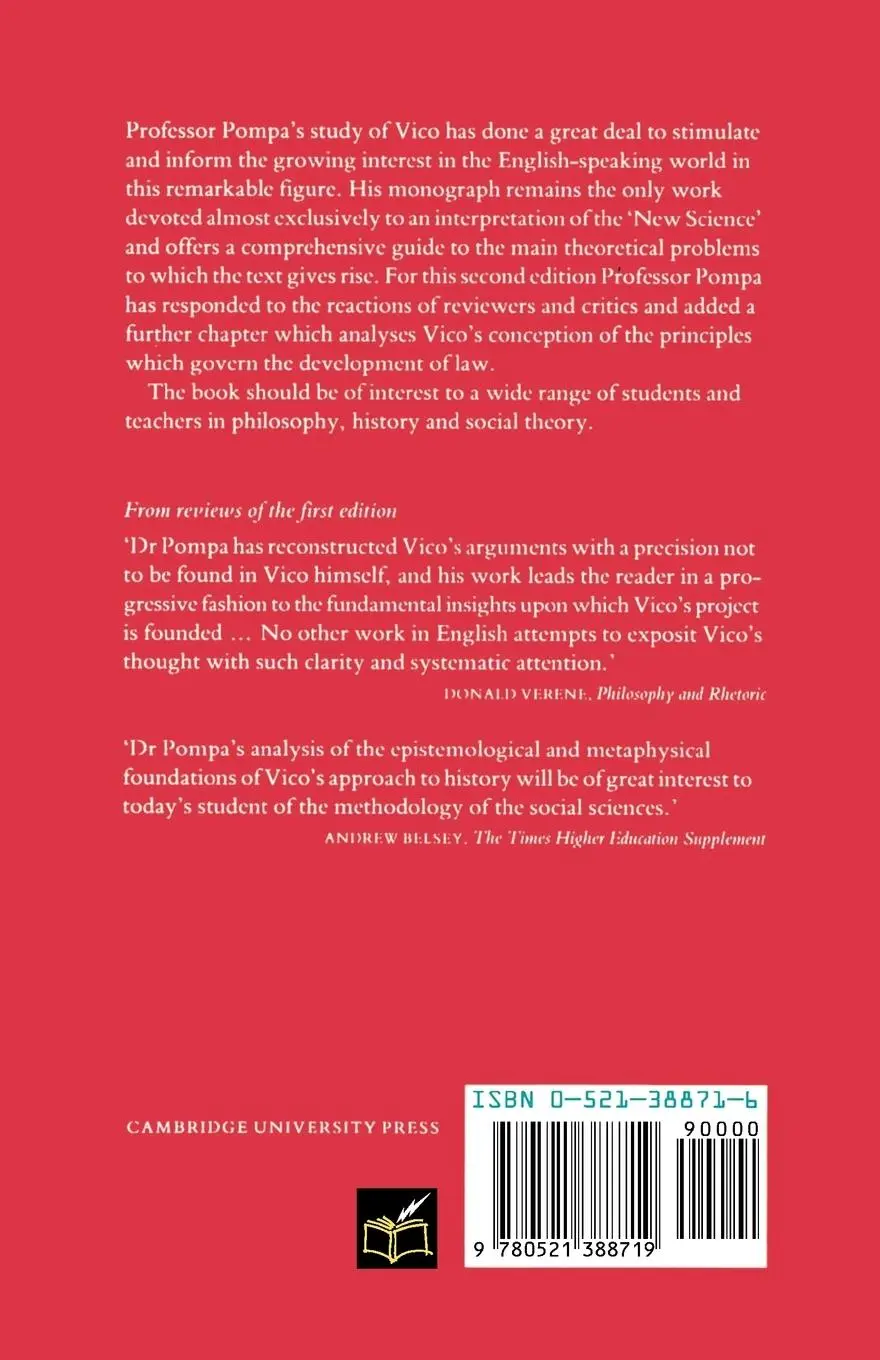 Rückseite: 9780521388719 | Vico | A Study of the "New Science" | Vico Giambattista | Taschenbuch