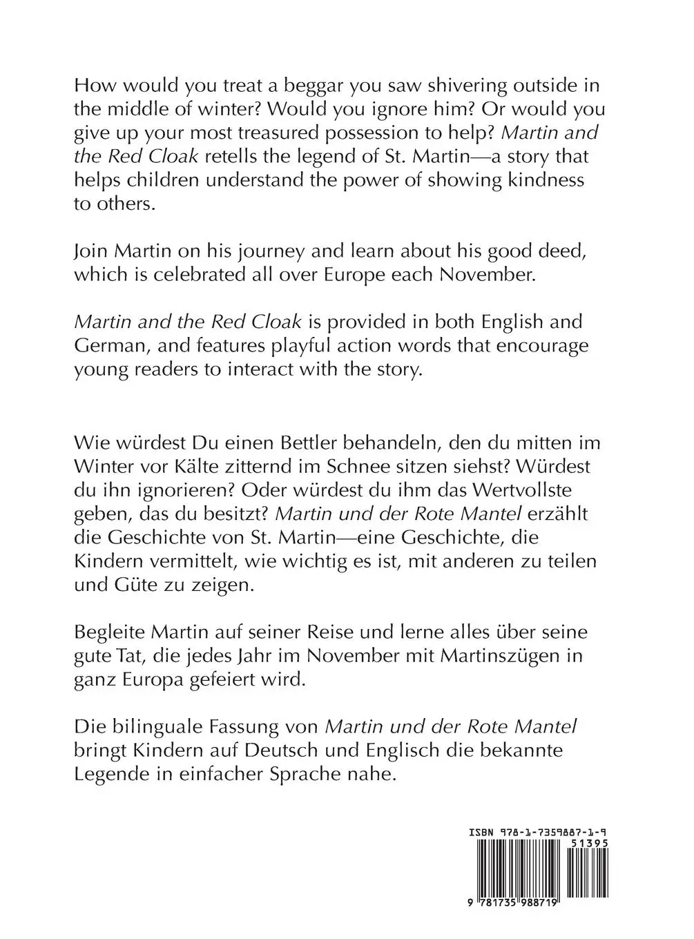 Rückseite: 9781735988719 | Martin and the Red Cloak | Martin und der rote Mantel | Buch | 2020