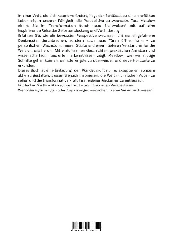 Rückseite: 9783384478719 | Transformation durch neue Sichtweisen | Tara Meadow | Taschenbuch