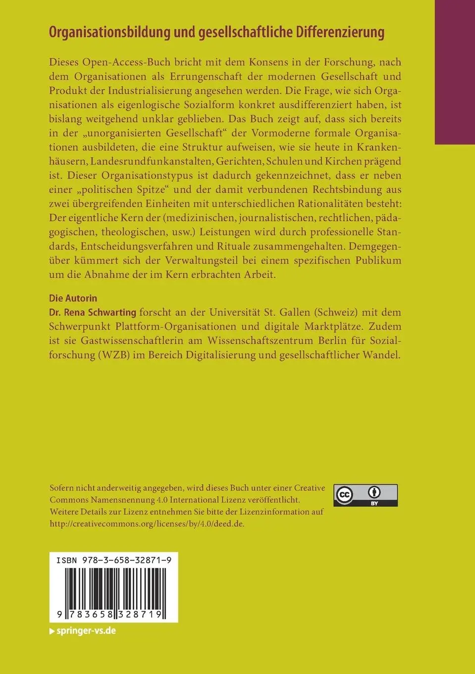 Rückseite: 9783658328719 | Organisationsbildung und gesellschaftliche Differenzierung | Buch