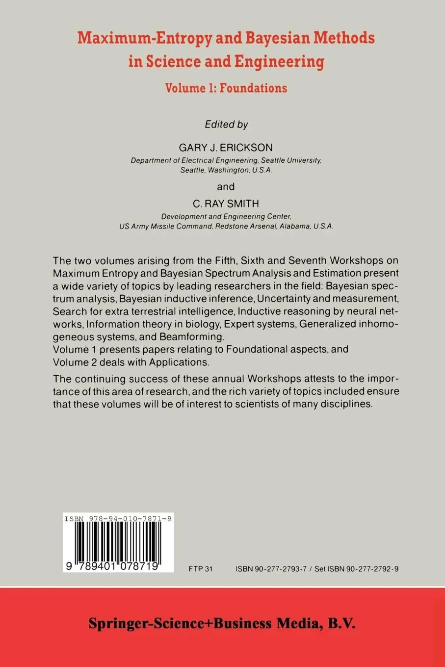 Rückseite: 9789401078719 | Maximum-Entropy and Bayesian Methods in Science and Engineering | Buch