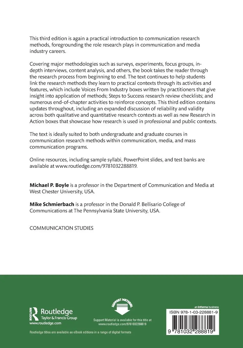 Rückseite: 9781032288819 | Applied Communication Research Methods | Michael Boyle (u. a.) | Buch