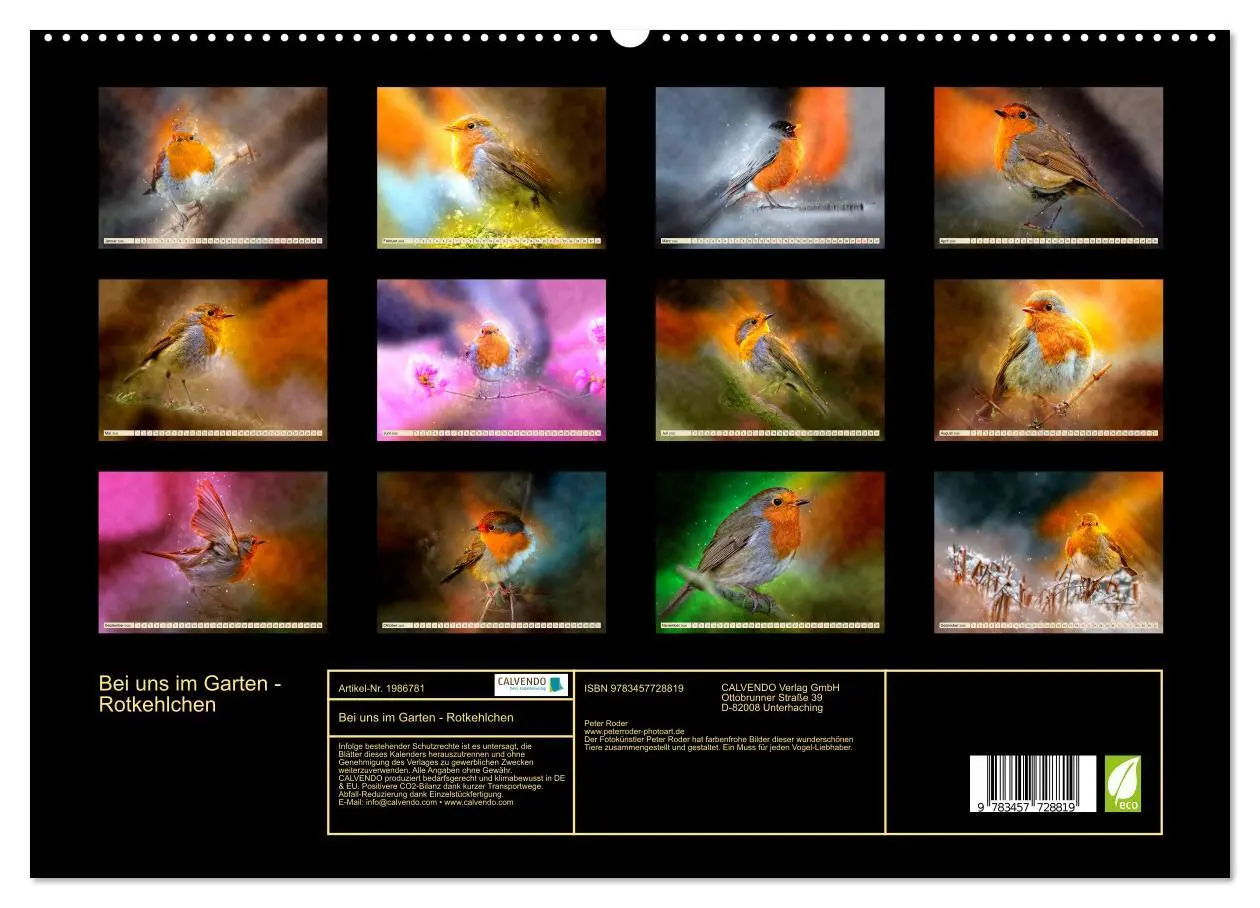 Bild: 9783457728819 | Bei uns im Garten - Rotkehlchen (hochwertiger Premium Wandkalender...