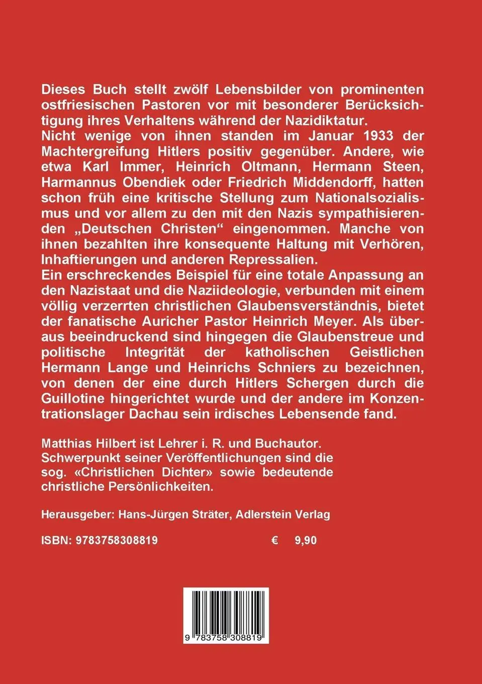 Rückseite: 9783758308819 | Ostfriesische Pastoren im Dritten Reich | Matthias Hilbert | Buch