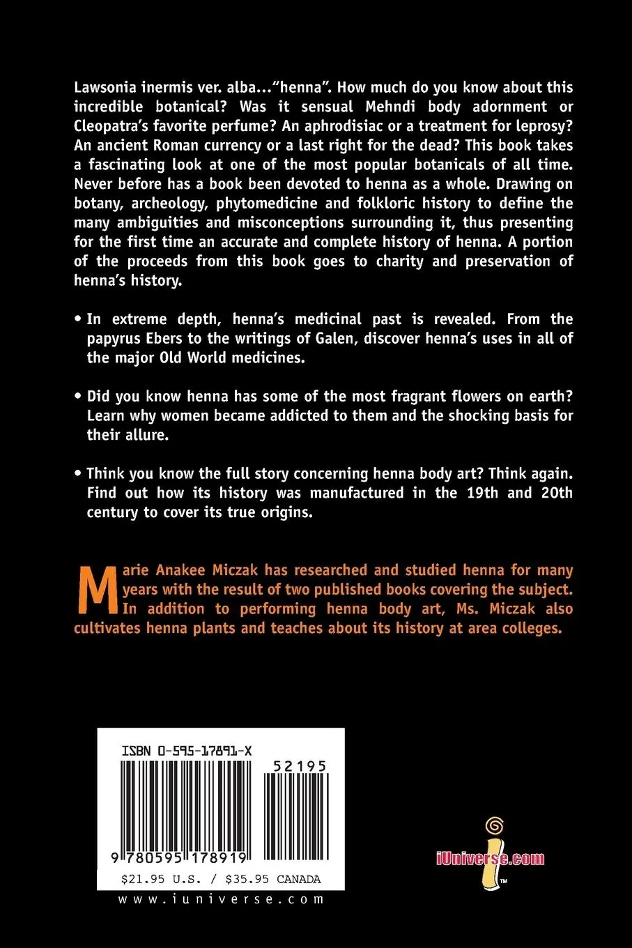 Rückseite: 9780595178919 | Henna's Secret History | The History, Mystery &amp; Folklore of Henna