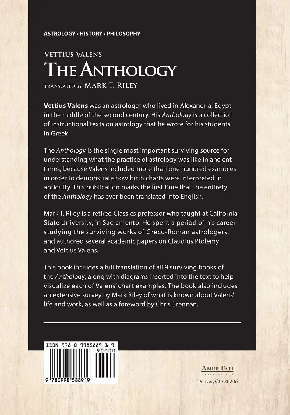 Rückseite: 9780998588919 | The Anthology | Vettius Valens | Taschenbuch | Kartoniert / Broschiert