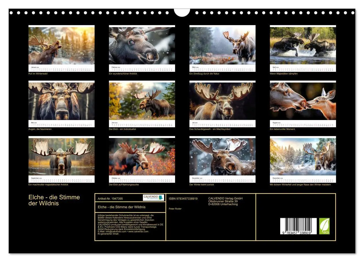 Bild: 9783457338919 | Elche - die Stimme der Wildnis (Wandkalender 2026 DIN A3 quer),...
