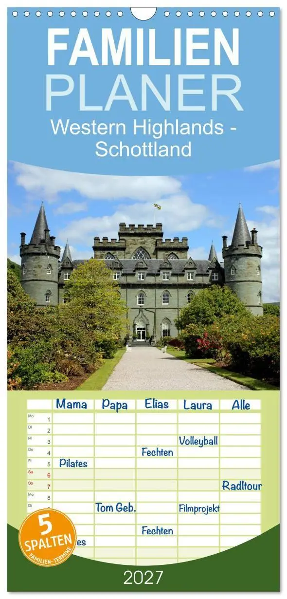 Cover: 9783594338919 | Familienplaner 2027 - Western Highlands - Schottland mit 5 Spalten...