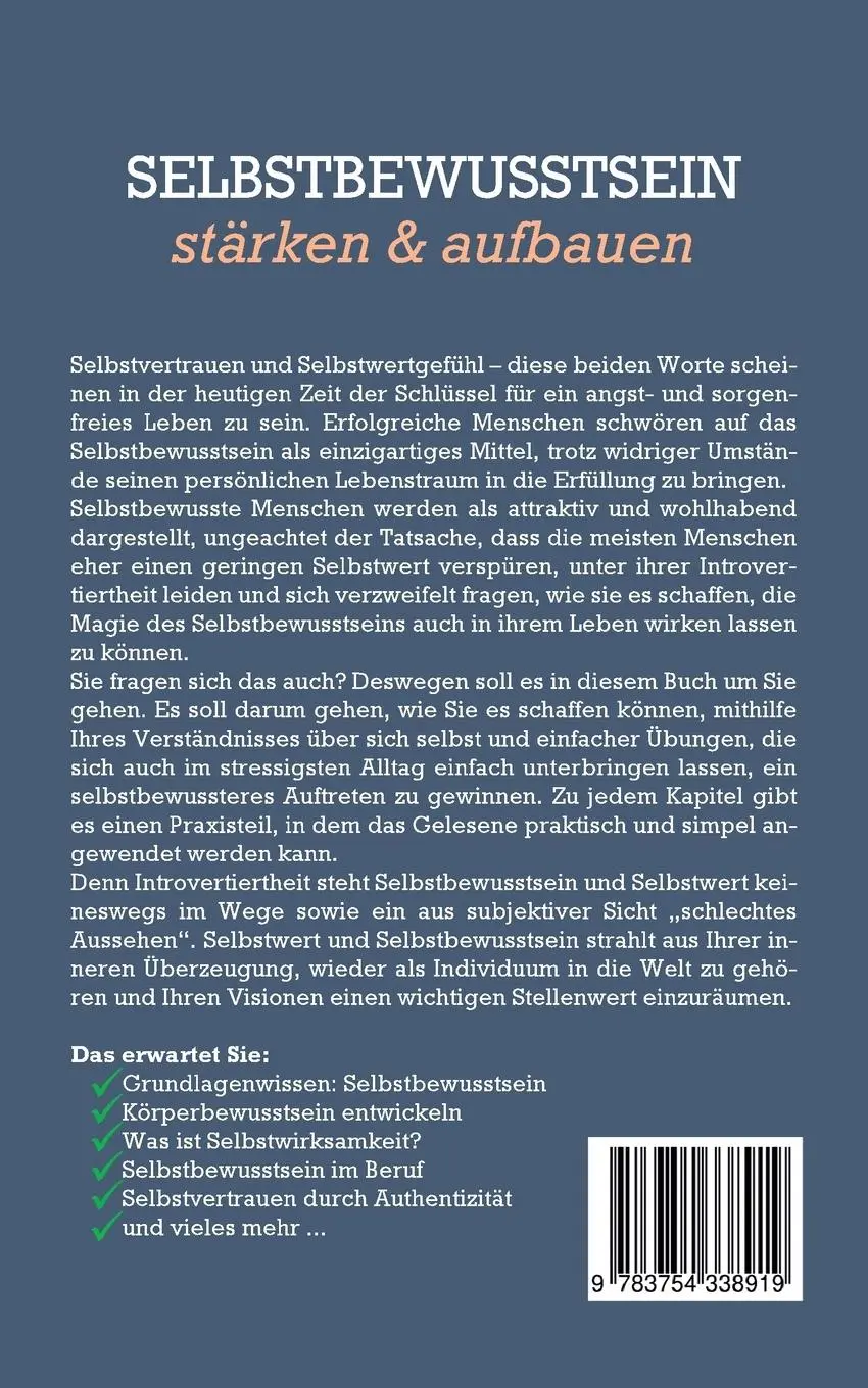 Rückseite: 9783754338919 | Selbstbewusstsein stärken &amp; aufbauen: Wie Sie Schritt für Schritt...